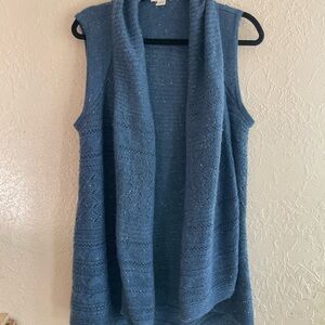 Westbound Blue Open-Front Knit Cardigan